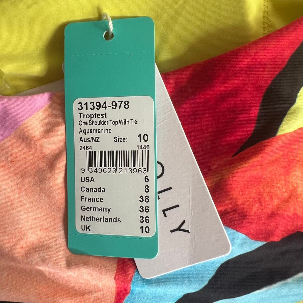 Seafolly Australia Multicolor Aquamarine Tropfest One Shoulder with Tie, US6 - Picture 11 of 11